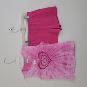 Knitworks Toys R Us Pink Sparkle Hearts Sleeveless NWT Top & Preowned Shorts S